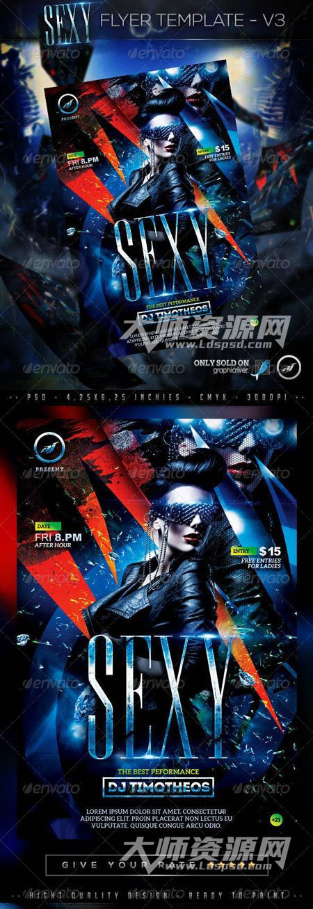 酒吧迪吧海报：Sexy Flyer Template V3